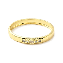 Clear Cubic Zirconia Oval Hinged Bangle, Golden Brass Jewelry for Women, Clear, Inner Diameter: 2x2-3/8 inch(5x5.95cm)
