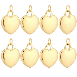Echt 14 k vergoldet 8Stück 316Anhänger aus chirurgischem Edelstahl, mit Ringe springen, Herz, echt 14 k vergoldet, 17x14x4 mm, Bohrung: 3 mm, Sprungring: 5x1 mm, 3 mm Innen Durchmesser