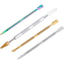 Stainless Steel Color 4 Pcs Stainless Steel Tool Kits, Including Cuticle Pusher and Cutter, Skin Push and Leather Edge Dye Pen, Stainless Steel Color, 127~144mm