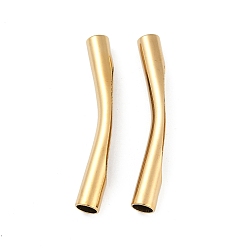 Настоящее золото 18K Ионное покрытие (ip) 202 изогнутые трубки из нержавеющей стали, реальный 18 k позолоченный, 52.5x7.5x8.5 мм, отверстие : 5.5 мм
