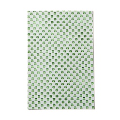 Grün PU Leder Stoff, Bekleidungszubehör, für DIY, Kleeblatt-Muster, grün, 30x20x0.1 cm