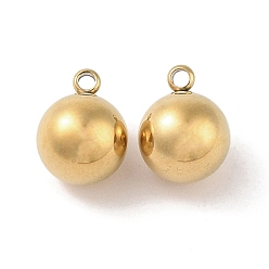 Настоящее золото 18K Ионное покрытие (ip) 304 брелоки из нержавеющей стали, круглый шарм, реальный 18 k позолоченный, 10.5x8 мм, отверстие : 1.4 мм