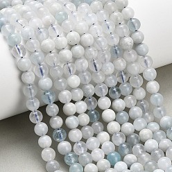 Аквамарин Природные Аквамарин бисер нитей, гладкий круглый, 6~6.5 мм, отверстие : 0.7 мм, около 68~69 шт / нитка, 15.24~15.35'' (38.7~39 см)