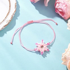 Pink Регулируемые нейлоновые браслеты, гексаграмма с браслетами от сглаза для женщин, с бусинами лэмпворк и стеклянными бусинами, розовые, внутренний диаметр: 2~3-3/8 дюйм (5~8.5 см)