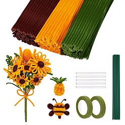 (52) Непрозрачная лаванда 300шт. плюшевые палочки своими руками, с помощью бумажной флористической клейкой ленты для обертывания стеблей букета, 30шт. пластик с железным стеблем для цветка, 5шт. термоплавкие пластиковые клеевые стержни, разноцветные, 295~300x7.5 мм