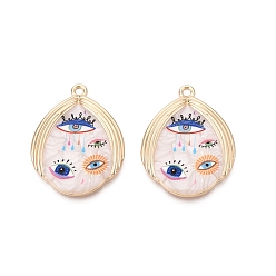 Разноцветный Печатные эмали подвески сплава, обереги в форме слезы и от сглаза, стойки покрытие, без кадмия и без свинца и без никеля, золотые, красочный, 32x24.5x3.5 мм, отверстие : 1.8 мм