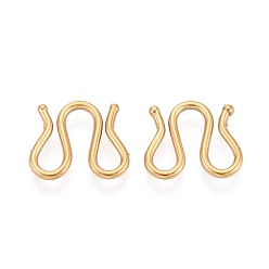 Настоящее золото 18K 304 застежки-крючки M из нержавеющей стали, ионное покрытие (ip), реальный 18 k позолоченный, 11x13x1.2 мм