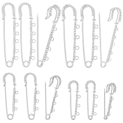 Платина 16 шт. 4 стили железные булавки со стразами, фурнитура для броши, платина, 51~77.5x16.5~20.5x7.5~8 мм, отверстие : 2.5 мм, 4 шт / стиль