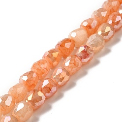 Сэнди Коричневый Гальванизируйте стекла прядь, с покрытием AB цвета, граненые, колокол, песчаный коричневый, 8x8 мм, отверстие : 1 мм, около 61~69 шт / нитка, 19.29~22.20 дюйм (49~56.4 см)