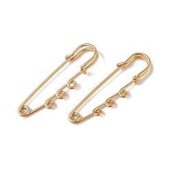 Oro Chapado de iones (ip) 304 pines de seguridad de acero inoxidable hallazgos de broche, alfileres de falda escocesa con bucles triples para hacer alfileres de solapa, dorado, 51x16x7 mm, agujero: 1.8 mm, pin: 1.3 mm