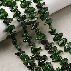 Диопсид Натуральный зеленый диопсид бисер нити, класс А, чип, с бисером, 11~15x3~5x4~7 мм, отверстие : 1 мм, около 59~61 шт / нитка, 15.94~16.14'' (40.5~41 см)
