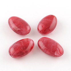 Светло-Вишневый Овальной имитация драгоценных камней акриловые бусины, светло-вишневый, 41x26x15 мм, Отверстие : 3 мм , около 46 шт / 500 г
