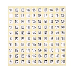 Weiß Papier-Aufkleber, DIY handgemachte Scrapbook-Fotoalben, Zahl 101~200, weiß, 12x12.5 cm, Aufkleber: 1 cm