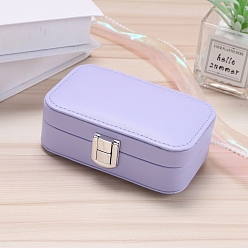 Фиолетовый Коробка организатора ювелирных изделий искусственной кожи пу, с деревом внутри, обтянутый бархатом, портативный кейс для хранения ювелирных изделий, Для кольца, серьги и ожерелье, фиолетовые, 12x7.5x4 см