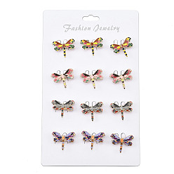 (52) Непрозрачная лаванда 12шт 4 цвета стрекоза эмалированные булавки, броши из сплава для одежды рюкзака, разноцветные, 20.5x26.5 мм, 3 шт / цвет
