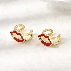 Настоящее золото 18K Браслет-манжета из латуни с микропаве и прозрачными кубическими циркониями., с эмалью, без кадмия и без свинца, долговечный, стойки покрытие, реальный 18 k позолоченный, 12.5x13x9 мм