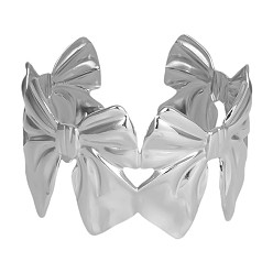 Нержавеющая Сталь Цвет Бант 304 браслеты-манжеты из нержавеющей стали для женщин, цвет нержавеющей стали, внутренний диаметр: 2-3/8 дюйм (5.9 см)