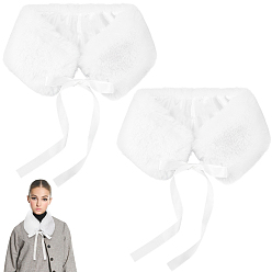 Белый 2 шт. ошейник из искусственного кроличьего меха с лентой для женщин, белые, 1553 мм