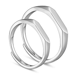Platin Farbe Rhodinierte 925 verstellbare Ringe aus Sterlingsilber, Platin Farbe, Größe 10, 20.8 mm, Größe 8, 18 mm