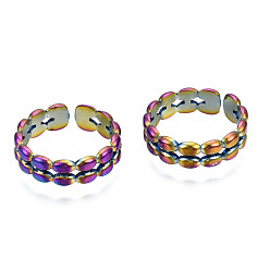 Rainbow Color Hohle Manschettenringe, Regenbogenfarbe 304 Offene Ringe aus Edelstahl für Damen, us Größe 10 1/4 (19.9 mm)