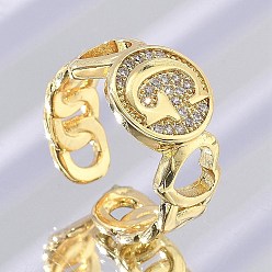 Letter G Открытые манжеты из латуни с микропаве и прозрачным цирконием для женщин, буквы, стойки покрытие, долговечный, без кадмия и без свинца, реальный 18 k позолоченный, Буква G, 11.5 мм