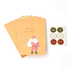 Santa Claus Bolsas de papel con forma de rectángulo con temática navideña, sin asas, con pegatina, bolsas de regalo, bolsas de compra, santa claus, 15x10x27 cm, 6 pcs