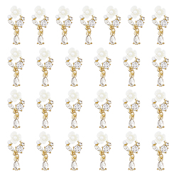 Золотой Цветок сплава кабошоны, с пластиковой фурнитурой, ногтей декоративные аксессуары, золотые, 22x9x4.5 мм, 10 шт / пакет