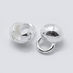 Серебро 925 стерлингового серебра крышки бисера советы узел, серебряные, 6.5x5x3.5 мм, отверстие : 2 мм