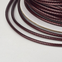 Dark Red Eco-Friendly Korean Waxed Polyester Cord, Dark Red, 2mm, about 90yards/roll(80m/roll)