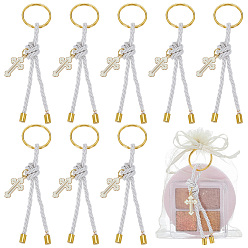 Золотой 10шт. полиэфирный шнур подвеска украшение, с подвеской из эмалевого сплава с крестом и железными кольцами, золотые, 115 мм