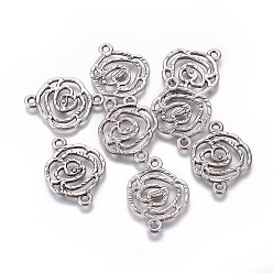 Античное Серебро Соединители звеньев сплава, цветок, без кадмия, без никеля и без свинца, античное серебро, 26x20x1 мм, отверстие : 2 мм