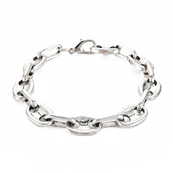 Antique Silver Alloy Coffee Bean Chain Bracelet for Men Women, Antique Silver, Inner Diameter: 2 inch(5cm)