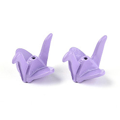 Лиловый Стойки с покрытием из окрашенного распылением сплава, оригами журавлик, без кадмия, без никеля и без свинца, сирень, 15x20.5x19 мм, отверстие : 1.2~1.4 мм