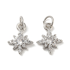 Платина Стойка металлическая латунная микропрофилированная кубическая циркония подвески, с целью перехода в кольце, без кадмия и без свинца, долговечный, снежинка, платина, 13x10.5x3 мм, отверстие : 3.4 мм