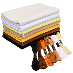 (52) Непрозрачная лаванда 7 шт. 7 цвета нетканого войлочного полотна, коврик для рукоделия с начинкой из игрушек, с 7 мотками хлопчатобумажных швейных ниток, разноцветные, 92x20x0.14 см