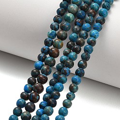 Chrysocolla Natural Chrysocolla Beads Strands, Smooth Round, Dyed & Heated, 4.5~5mm, Hole: 0.6mm, about 82pcs/strand, 14.96 inch(38cm)