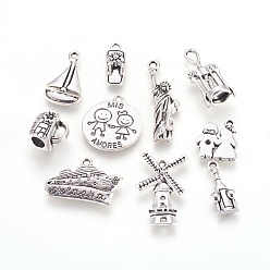 Античное Серебро Сплавочные подвески тибетского стиля, свадебное путешествие, античное серебро, 13~34x7~24x2~8 мм, отверстия : 1~5 mm , 10 шт / комплект