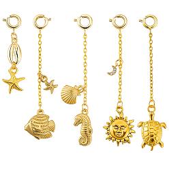 Золотой 5шт. латунная и сплавная подвеска для бикини, с латунными весной кольцевых застежками, разнообразные, золотые, 47~80 мм