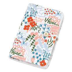 White Linen Loose-leaf Planner Notebook Cover, Binder Cover, Rectangle with Flower Pattern, White, 185x120x29mm