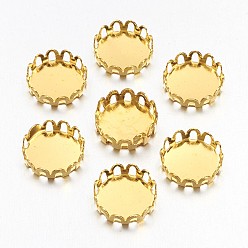 Золотой Латунный кружевной ободок, кабошон настройки, без кадмия и без свинца, плоско-круглые, золотые, лоток : 10 мм