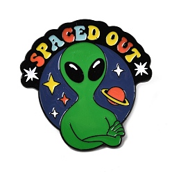 Разноцветный Эмалированные значки с изображением инопланетянина в космосе, Черные металлические застежки для значков на лацкан для рюкзака или одежды, красочный, 40x40 мм