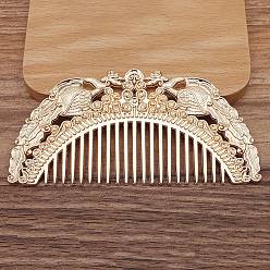 Light Gold Double Phoenix Alloy Hair Comb Finding, for DIY Jewelry Accessories, Light Gold, 104x50mm, 3pcs/set