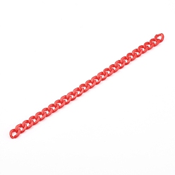 Красный Витая цепочка из непрозрачного акрила, Снаряженная цепь, цепи с быстрыми ссылками, несварные, красные, 13.5x10x2.5 мм, 39.37 дюйм (1 м) / прядь