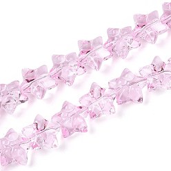 Бледно-Розовый Выпечка краска бисер пряди, звезда и бантом, розовый жемчуг, 13.5~14x14~15x7.5~8.5 мм, отверстие : 0.8~0.9 мм, около 49~50 шт / нитка, 23.62~24.02 дюйм (60~61 см)