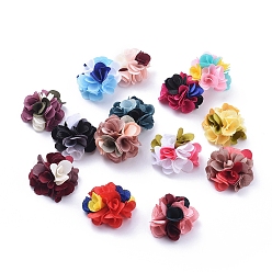 Gemischte Farbe Handgemachte Polyester gewebt Kostüm Zubehör, Dreifarben, Blume, Gemischte Farbe, 24.5~26x12.5~13.5 mm