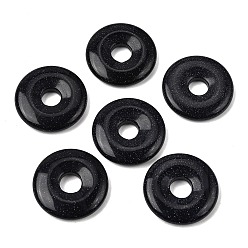 Blue Goldstone Synthetic Blue Goldstone Pendants, Donut/Pi Disc Charms, 30x6mm, Hole: 8mm