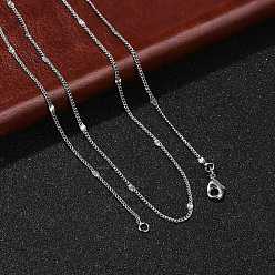 Платина 2мм стойка покрытие латунь панцирные цепи ожерелья для женщин мужчин, без кадмия и без свинца, 901 застежка из нержавеющей стали, долговечный, платина, 19.29 дюйм (49 см)