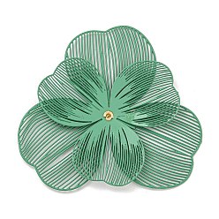 Зеленый 430 из нержавеющей стали шарик крышки, цветок, зелёные, 43x45x2 мм, отверстие : 0.8 мм