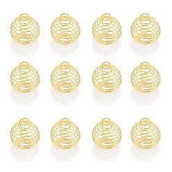 Золотой Подвески железной проволоки, спиральные подвески из бисера, круглые, золотые, 28~30x24~25 мм, отверстие : 6 мм