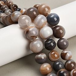 Светло-коричневый Нити из натуральных полосчатых бусин агата, окрашенная и подогревом, круглые, класс А, загар, 6~16 мм, отверстие : 0.8 мм, около 39 шт / нитка, 16.54'' (42 см)